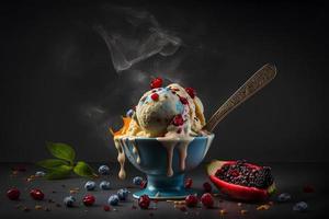 frio e picante gelo creme com Pimenta e bagas fotografia foto