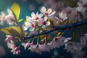 lindo cereja árvore com concurso flores surpreendente Primavera Flor foto