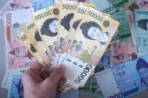 coreano Ganhou notas para dinheiro conceito fundo foto
