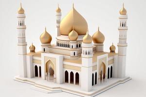 3d ícone ilustração do mesquita em branco Claro fundo. foto