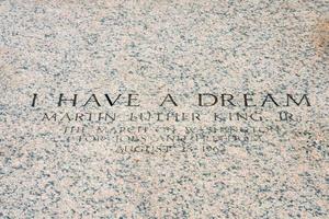 Eu ter uma Sonhe escrevendo às Lincoln memorial foto