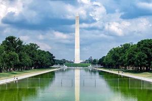 obelisco do monumento de washington no panorama do shopping dc foto