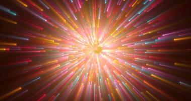 túnel espiral abstrato de belas partículas mágicas brilhantes bokeh círculos de energia roxa multicolorida em um fundo escuro. fundo abstrato foto