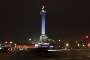 bastilha Lugar, colocar Paris noite Visão foto