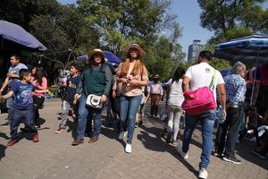 cidade do méxico, 3 de fevereiro de 2019 - parque da cidade chapultepec lotado de pessoas no domingo foto