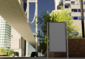 Outdoor em branco de maquete 3D na rua na renderização do centro foto