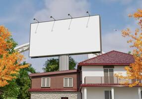 Outdoor em branco de maquete 3D na renderização do centro foto