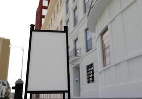 Outdoor em branco de maquete 3D na rua na renderização do centro foto