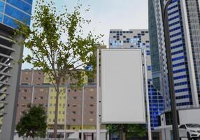 Outdoor em branco de maquete 3D na rua na renderização do centro foto