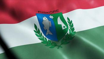 3d render acenando Hungria cidade bandeira do Kiskore fechar-se Visão foto