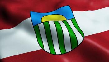 3d acenando Letônia cidade bandeira do Saulkrasti fechar-se Visão foto