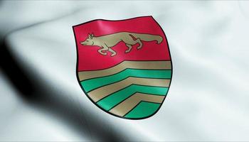 3d acenando Letônia município bandeira do varaklani fechar-se Visão foto
