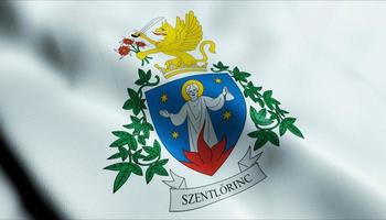3d render acenando Hungria cidade bandeira do szentlorinc fechar-se Visão foto