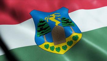 3d render acenando Hungria cidade bandeira do kiskoros fechar-se Visão foto
