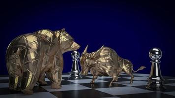 a touro e Urso em xadrez borda para o negócio conceito 3d Renderização foto