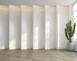 loft estilo esvaziar quarto com minimalista branco padronizar muro. 3d Renderização foto