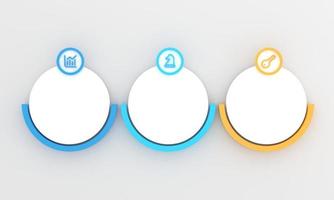 infográfico modelo com ícones e 3 opções ou passos. o negócio círculo modelo com para processo diagrama, apresentações, fluxo de trabalho disposição, foto