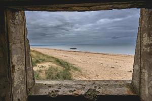 velho alemão bunkers às Utah praia, França. foto