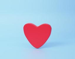 3d vermelho coração em uma azul fundo. coração ícone, curtidas e amor 3d Renderização ilustração foto