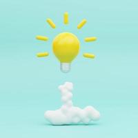 3d luz lâmpada lançamento ícone, chuva de ideias, inteligente pensando e criativo idéia conceito. 3d render ilustração foto