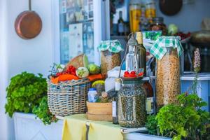 Comida dentro santorini, Grécia foto