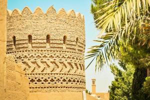 edifícios e enfeites em paredes dentro baixar uma má jardim. famoso viagem destino dentro yazd foto