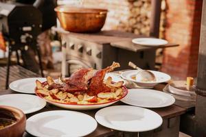 delicioso cozido frango dentro a forno foto