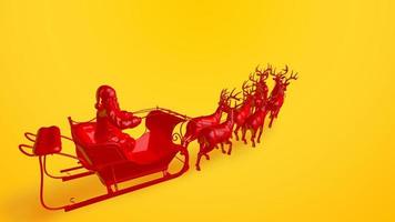 vermelho santa claus dentro uma trenó pronto para entregar apresenta em amarelo fundo foto