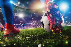 futebol cena com competindo futebol jogadoras às a estádio foto