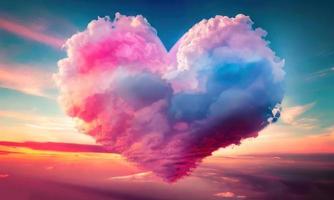 vermelho coração forma nuvem para dia dos namorados dia fundo foto