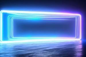 brilhante azul em pé néon luz pano de fundo e fundo. foto