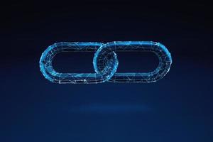 iluminado estrutura de arame do dois cadeia peças em Sombrio azul fundo. 3d Renderização foto