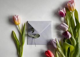 ramalhete do tulipas e cartão foto