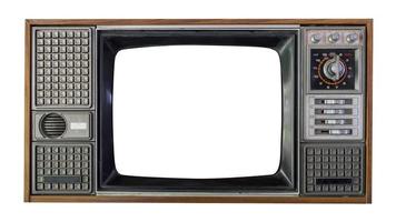 retro velho televisão isolado em branco fundo foto