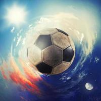 global Visão do futebol mundo. futebol bola Como uma planeta foto