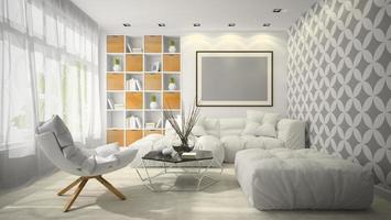 design moderno de interior de uma sala em ilustração 3D foto