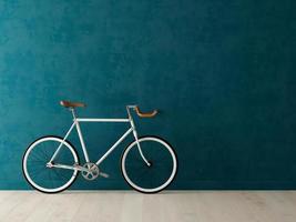 bicicleta branca em um fundo azul na ilustração 3D