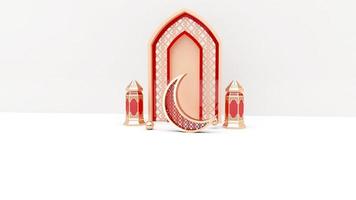 realista Ramadã fundo com esvaziar lado, lanterna para brincar, exibição produtos, bandeira foto