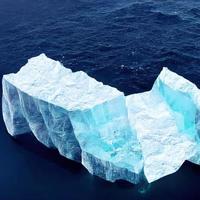 enorme iceberg dentro a oceano debaixo uma nublado céu ilustração foto