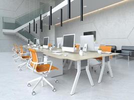 escritório moderno de interior em espaço aberto em ilustração 3D