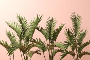 folhas de palmeira em um fundo rosa na ilustração 3D