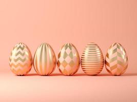 ovos de páscoa em um fundo rosa na ilustração 3D