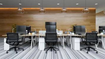 escritório moderno de interior em espaço aberto em ilustração 3D