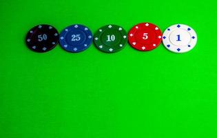 pôquer, cinco salgadinhos em a mesa. foto