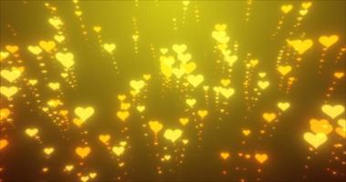 abstrato brilhante brilhando festivo amarelo e ouro glamouroso corações para dia dos namorados dia, abstrato fundo foto