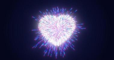 fogos de artifício azuis abstratos fogos de artifício festivos para o dia dos namorados na forma de um coração de partículas brilhantes e linhas de energia mágica. fundo abstrato foto