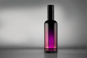 roxa e Preto garrafa perfume brincar produtos estúdio tiro isolado. foto