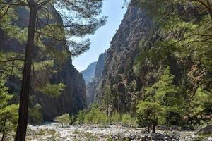 cretense samaria desfiladeiro cenário dentro a montanhas foto