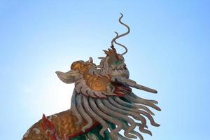 reboco Dragão é uma chinês escultura e é uma mítico criatura este é popularmente construído dentro chinês templos e santuários. isto é uma delicado arte criada de especializado artesãos. foto