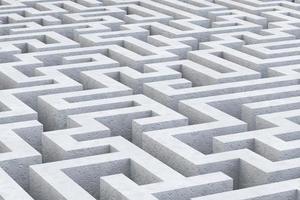 Ilustração 3D do labirinto de concreto cinza foto